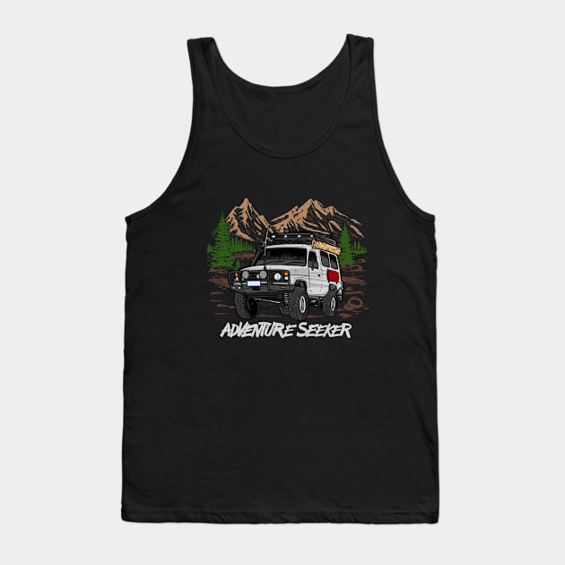 Land Cruiser Adventure Seeker - White Tank Top by 4x4 Sketch